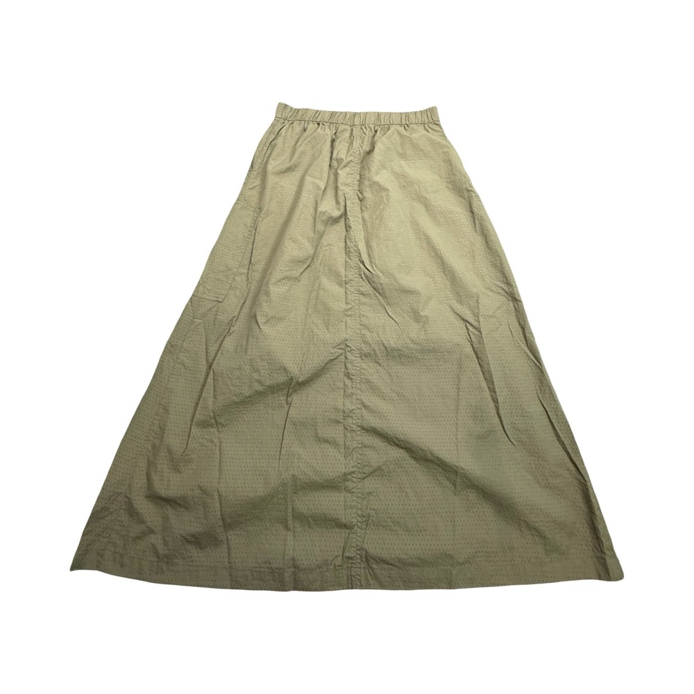 DKNY Maxi Skirt Womens XS Olive Green Perforated Nylon Utility Gorpcore